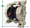 Pompe à membrane pneumatique PHOENIX P60 PP HYTREL+PTFE, 65 l/min pour acide acétique