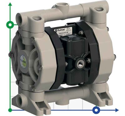 Pneumatic Diaphragm Pump for kaolin slurry PHOENIX P60 PP SANTOPRENE, 65 l/min