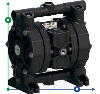 Pneumatische Membranpumpe für Essigsäure PHOENIX P60 PVDF SANTOPRENE+PTFE, 65 l/min