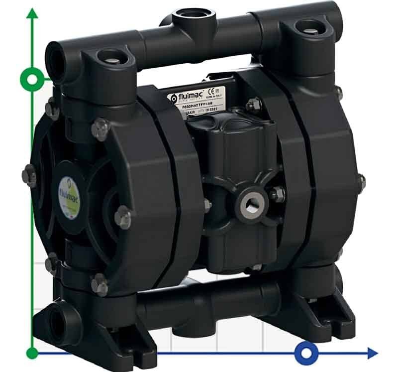 Pompe pneumatique à membrane pour acide acétique PHOENIX P60 PVDF SANTOPRENE+PTFE, 65 l/min