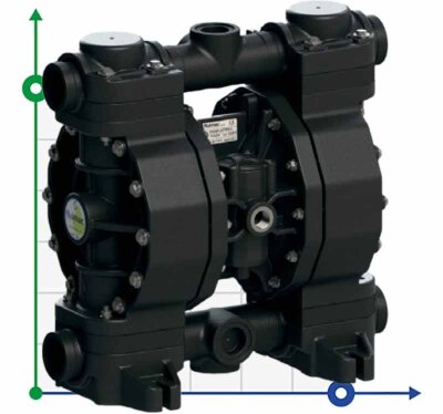 Bomba neumática de membrana para ácido fluorhídrico PHOENIX P252 PVDF SANTOPRENE+PTFE, 250 l/min