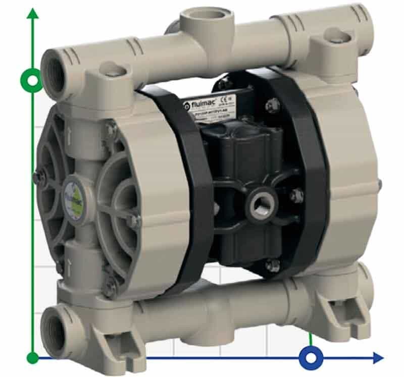 Pompe pneumatique à membrane PHOENIX P90 PP HYTREL, 100 l/min pour acide sulfurique