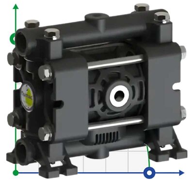 Насос FLUIMAC PHOENIX P08 PVDF+CF NBR+PTFE, 7 л/мин пневматический мембранный для перекачивания вязких жидкостей