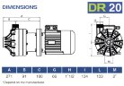 Pompe centrifuge horizontale à garnitures mécaniques DR 020 PVDF, 1,5 kW